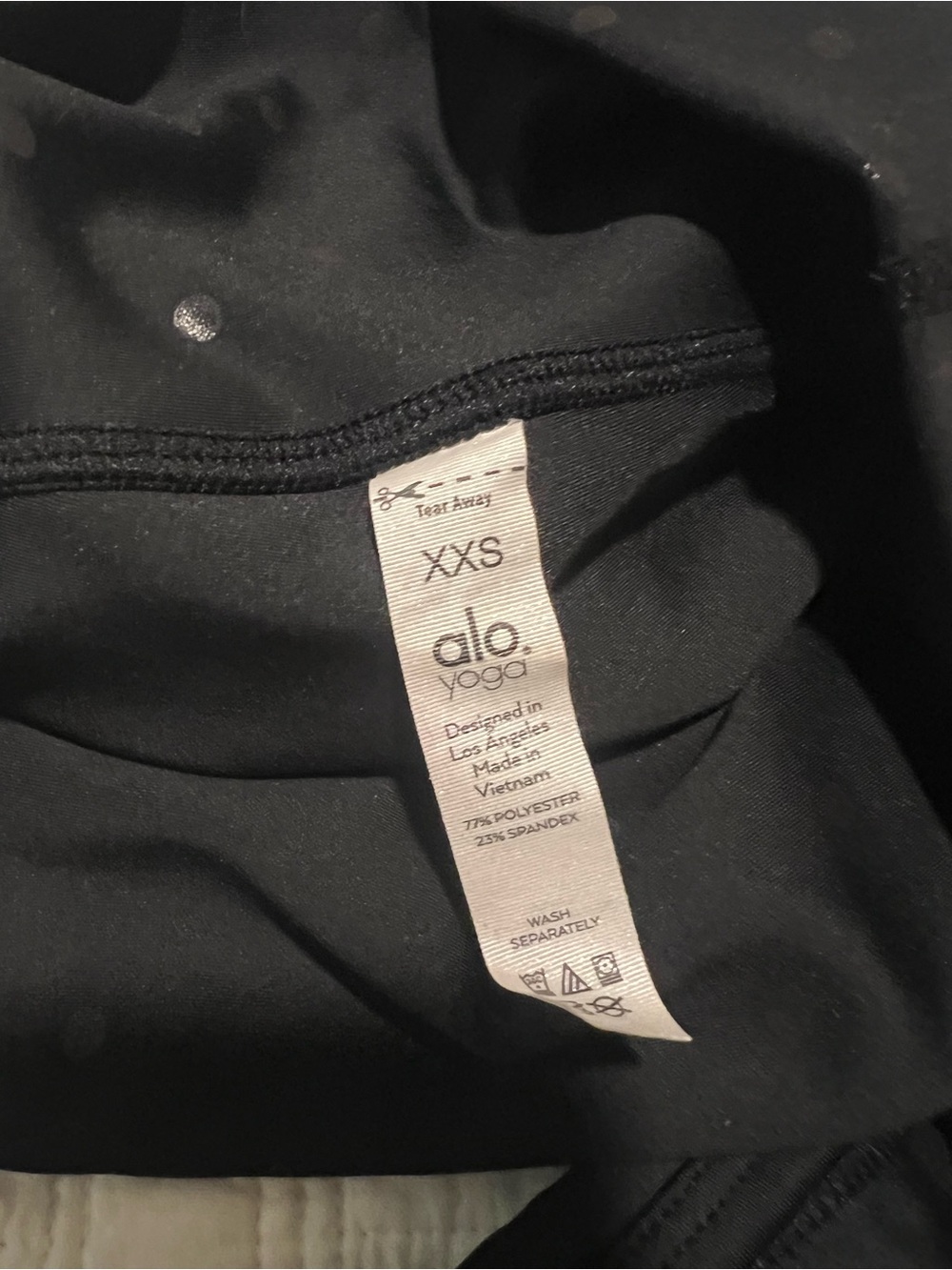 ALO Yoga Black Sports Bra Top and shorts with Subtle Dot Accent - Picture 4 of 5